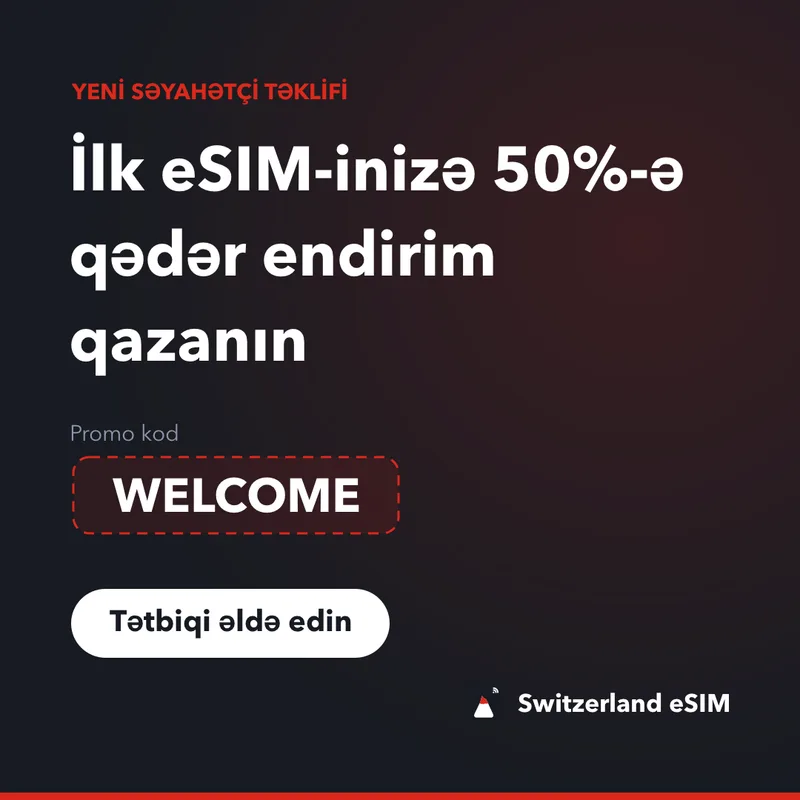Switzerland eSIM Promo Kodu — WELCOME, 15% endirim