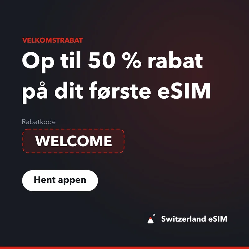Switzerland eSIM Rabatkode — WELCOME, 15 % rabat