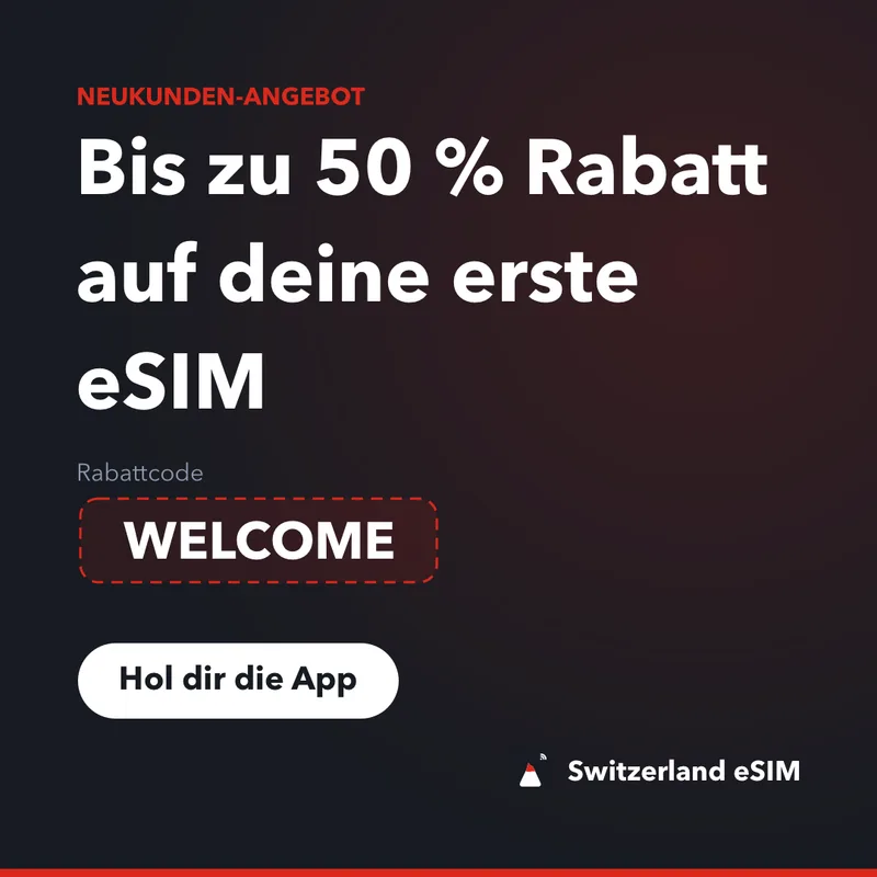 Switzerland eSIM Rabattcode — WELCOME, 15% Rabatt