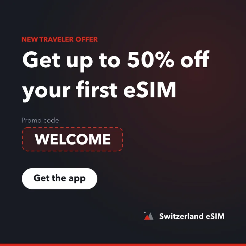 Switzerland eSIM Promo Code — WELCOME, Up to 50% Off