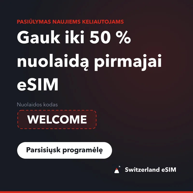 Switzerland eSIM Nuolaidos Kodas — WELCOME: 15% nuolaida