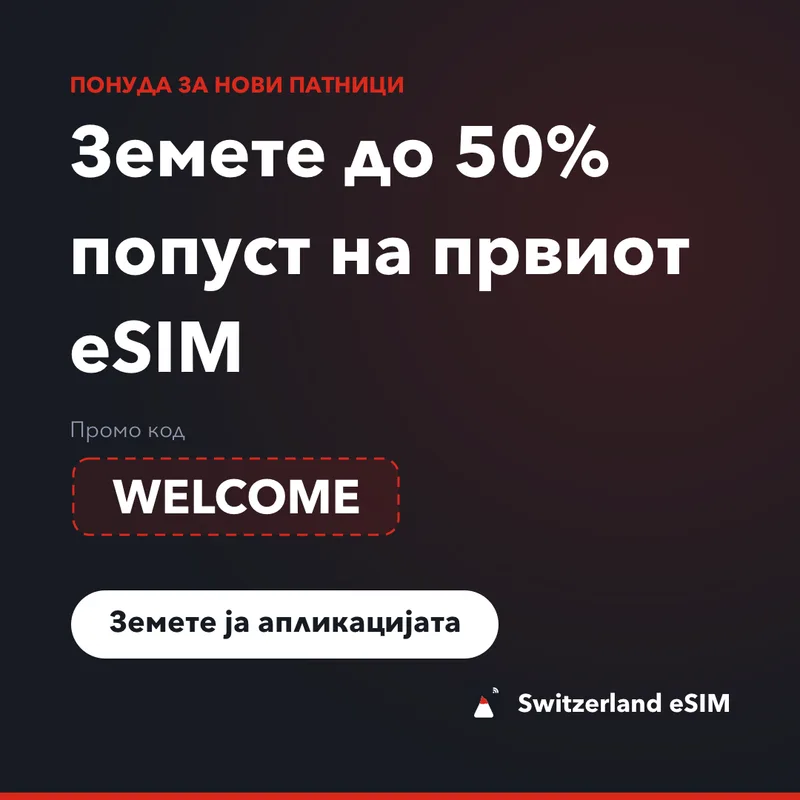 Промокод за Switzerland eSIM — WELCOME, 15% попуст