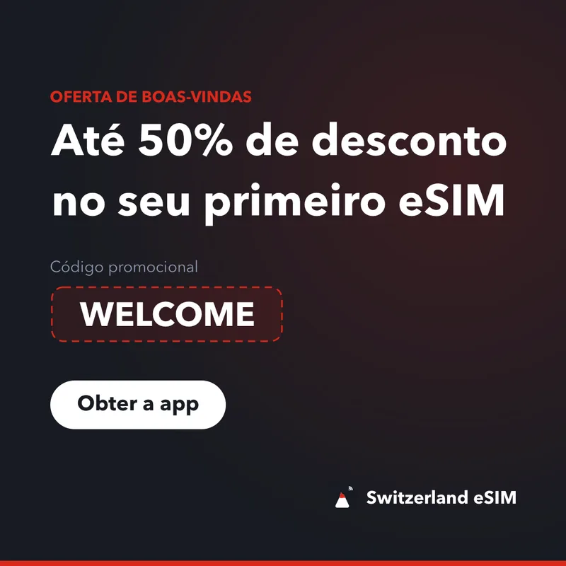 Código Promocional Switzerland eSIM — WELCOME, 15% de desconto