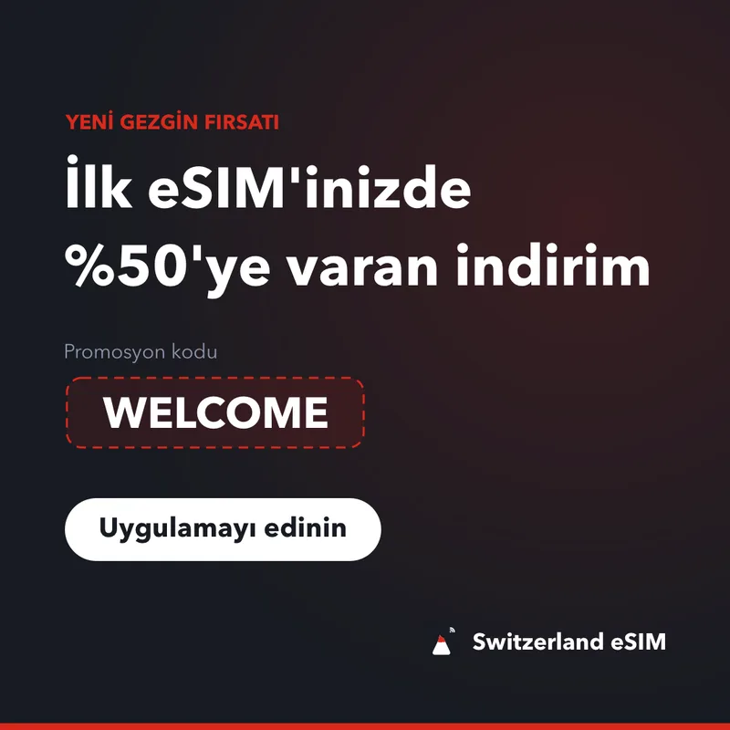 Switzerland eSIM Promosyon Kodu — WELCOME, %15 İndirim