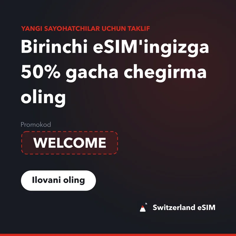 Switzerland eSIM Promo Kodi — WELCOME, 15% chegirma